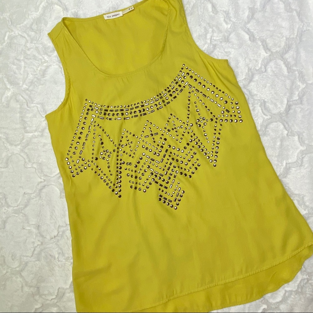blu pepper lime green studded super long tank